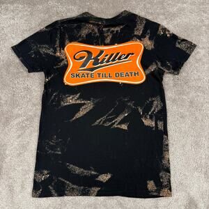 Black Killer T-shirt Skate Till Death Size S Indoor Park Black Bleach Tie Dye